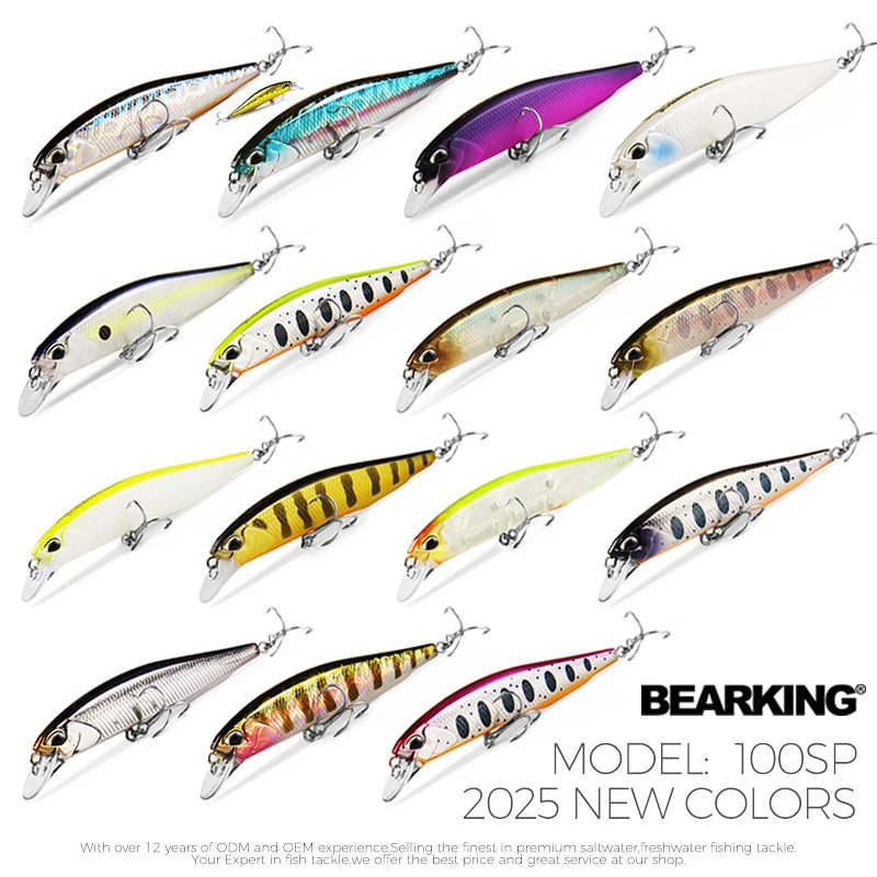 BEARKING Hot Sales Minnow 10cm 14.5g Fishing Lures Depth0.8-1.5m Hard Bait 30color For Choose Minnow Quality Professional Minnow
