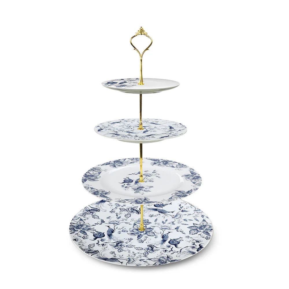 Bone China Dinning Plates Set Chinse style Flower Bird Peacock Porcelain Plate for Dessert Steak Bread Cake Dish Tray Coffee Cup