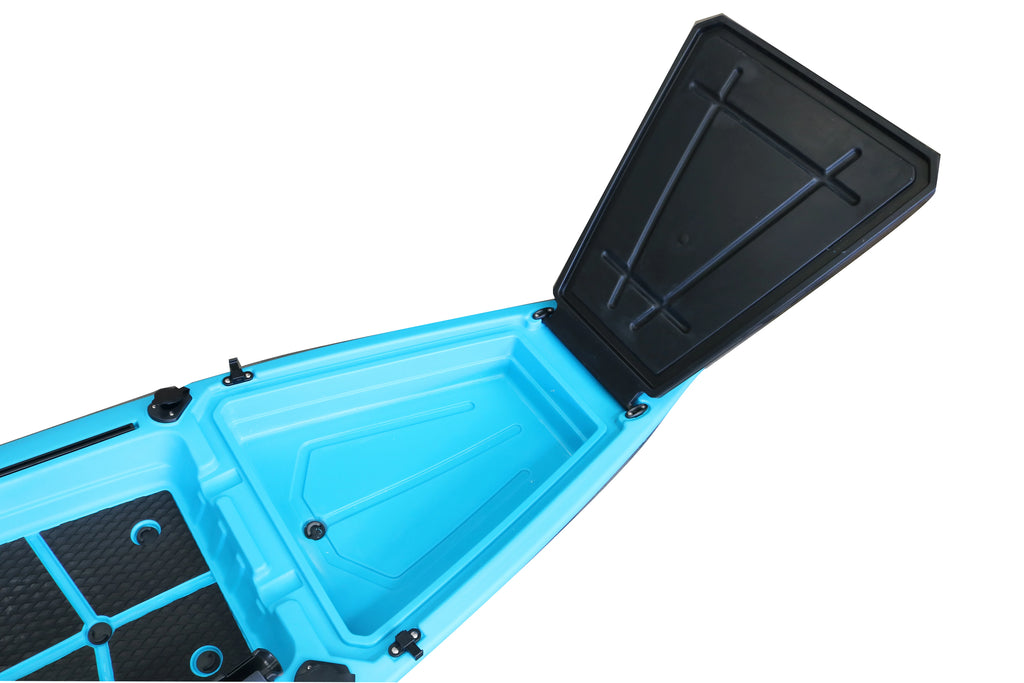1 Person Fishing Kayak, 13FT HDPE Motorized Kayak, Pedal Drive Single Sit-on-top Kayak, 390x110x33cm Heavy Duty Fishing Canoe