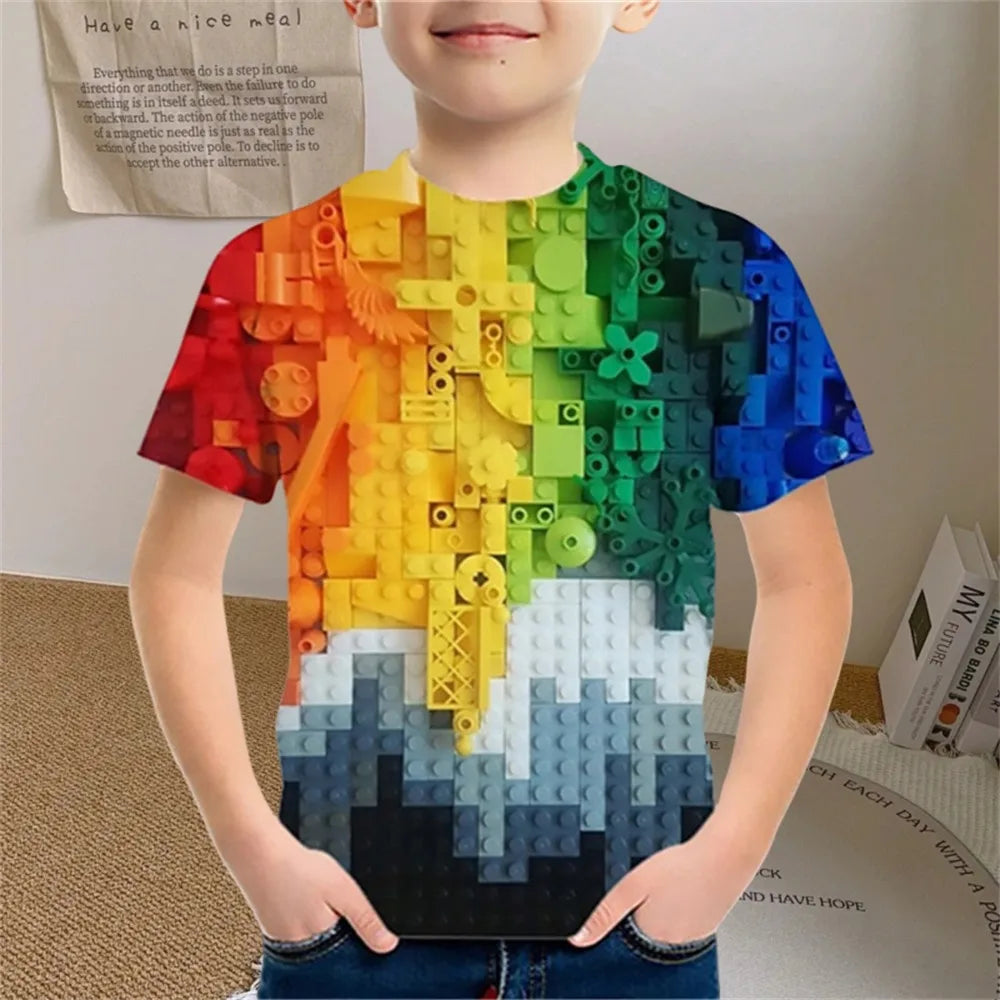 Kids Clothes Colored Particles T-Shirt Boy Girls Children Clothing for Boys Child Top Summer Short Sleeve Casual T-Shirt 7 to 10