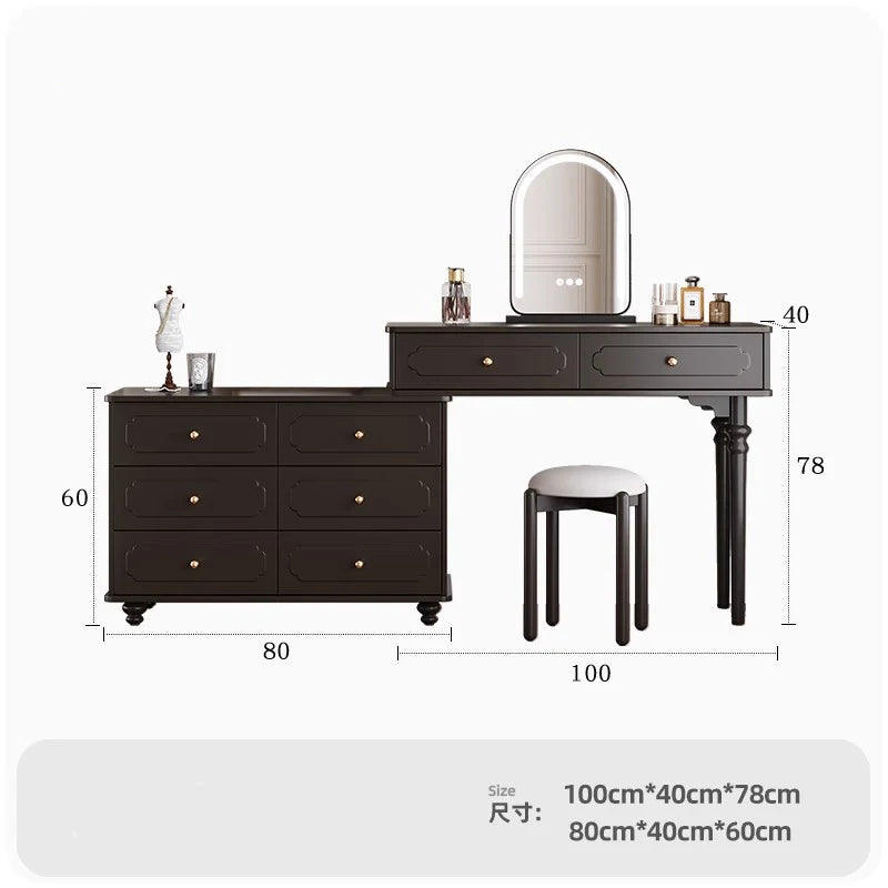 Modern Luxury Vanity Table Drawer Storage Simple Aesthetic Makeup Vanity Table With Mirror Trendy Penteadeira Bedroom Furniture