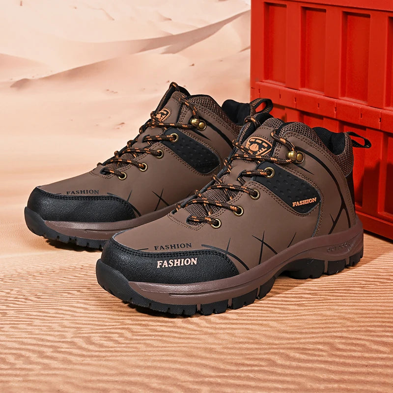 Men's Professional Outdoor Hiking Shoes, Mid-Top Ankle-Protecting Sports Running Shoes, Waterproof and Breathable Mountain Hiking Boots, Lightweight Off-Road Shoes