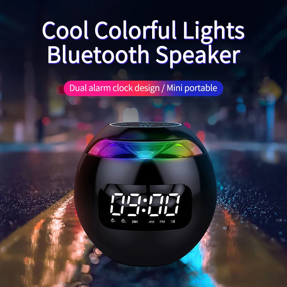 Clock Colorful Night Lights Bluetooth Speaker Mini Portable Home Bluetooth Speaker With LED Display TF Card MP3 USB Charging