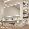 Bathroom Mirror Smart Storage Cabinet LED Light Wall Mounted Rounded Corner Anti Fog Furniture Vanity Mirror Medicine Cabinet