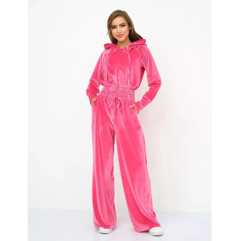 Women's Slim Fit Hoodie And Pants Set Silver  Fur Zipper ort Open Cardigan Two Piece Suite Long Sve Long Pants