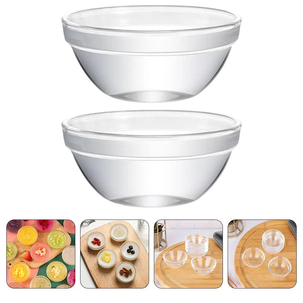 2Pcs Small Glass Bowls Clear Stackable Dessert Cups Multipurpose Food Serving Container for Kitchen Snack Storage
