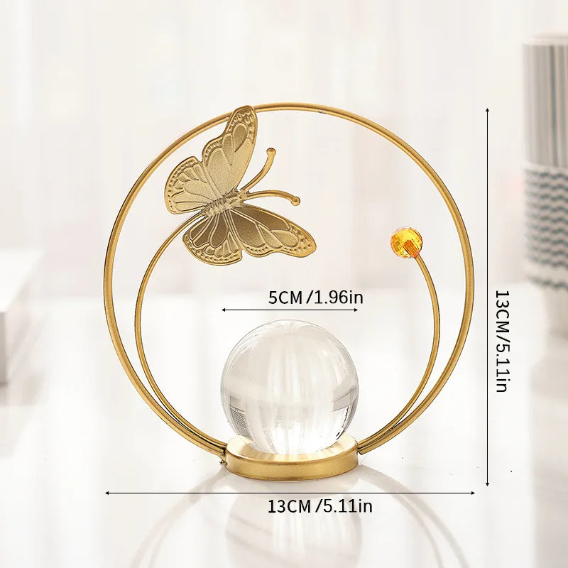 European Home Furnishings TV Cabinets Creative Decorations Living Room Foyer Light Luxury Desktop Iron Crystal Ball Ornaments