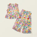Children's Clothing Sets Floral Print Lace Sleeveless Top + Wide-leg Pants 2pcs Kids Clothes for Girls 2 To 7 Years Outfit Set
