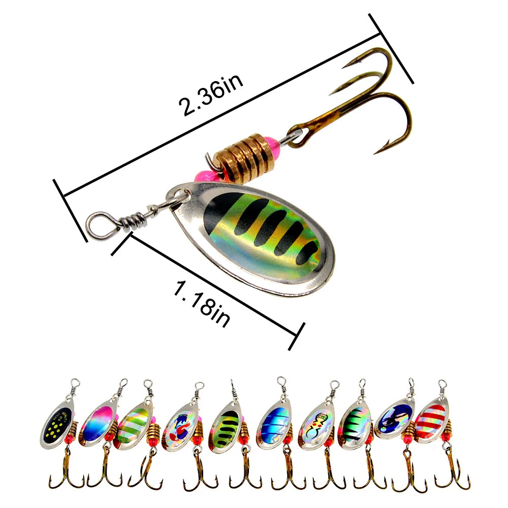 10pcs/1Set Metal Spoon Spinner Fishing Lure Spoonbait Crankbaits Wobblers Bait For Bass Pike Crochet Freshwater Fishing