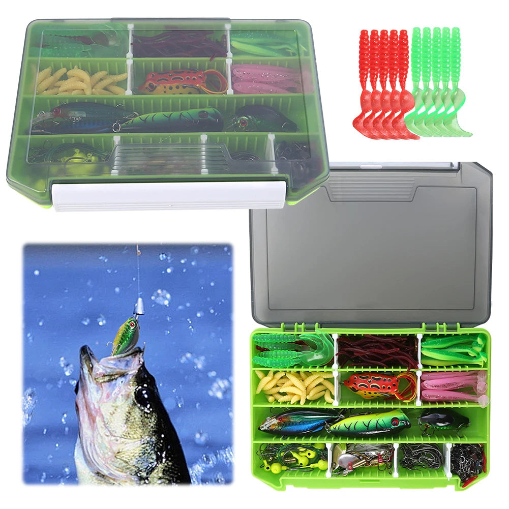 240PCS Fishing Lures Kit with T Tail Fishing Lure Fishing Lure Eye Tackle Accessories with Fishing Swivels Jig Hooks Tackle Box