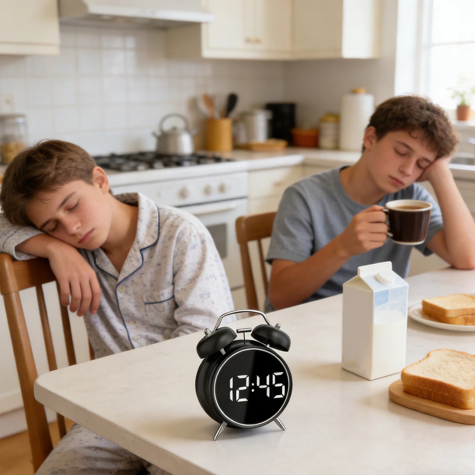 Retro Digital Alarm Clock LED Display Loud Bell Alarm Clock Analog 2 Bell High-pitched Alarm Clock Non Ticking For Heavy Sleeper