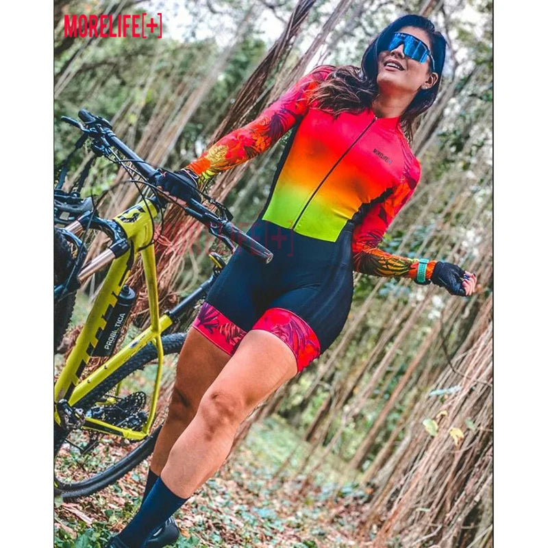 MLC Macaquinho Ciclismo Feminino New Triathlon Jumpsuit Summer Women's Riding Suit Mtb Jersey Pro Cycling Jersey Long Sleeve Set