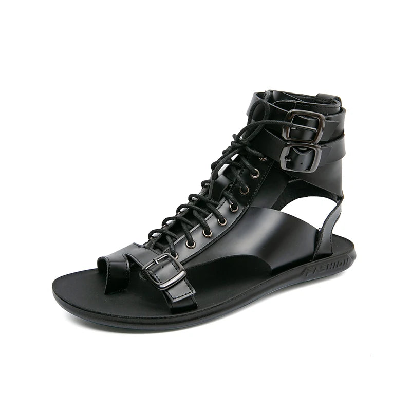 Gladiator Sandals Shoes for Men Walking Summer Cork Roman Mens Black White Beach Leather Designer Brand Flip Flops Ankle Boots