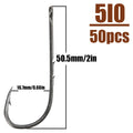 B&U 50pcs/lot Fishhooks High Carbon Steel Long And Straight Shank Barbed Fishing Hooks For Fresh And Saltwater Fishing