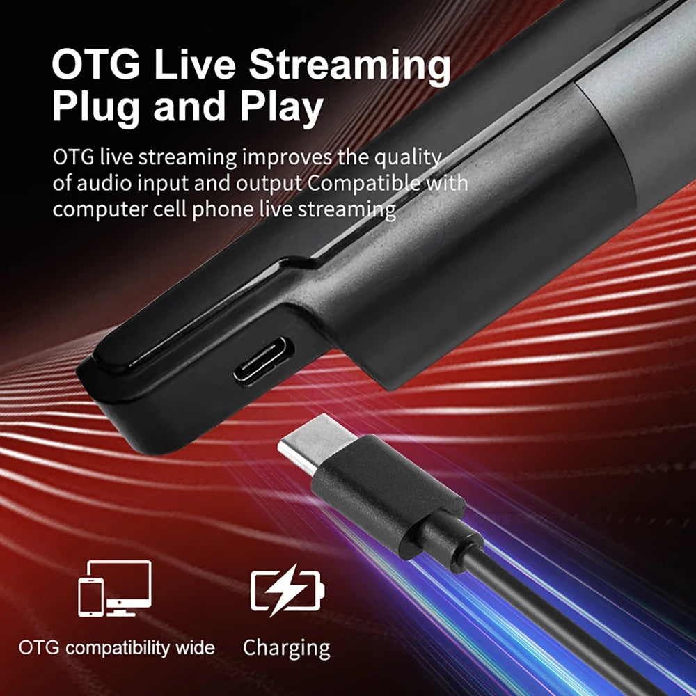 Handheld Microphone with Built-in DSP Professional Sound Card Connecting Cell Phone for Podcast Equipment OTG Live Streaming