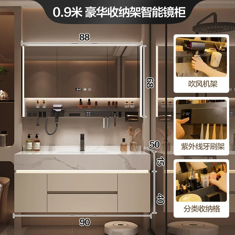 Partitions Storage Bathroom Cabinet Organizer Mirror Wall Shelves Accessories Toilet Cupboard Luxury Gabinete Home Furniture