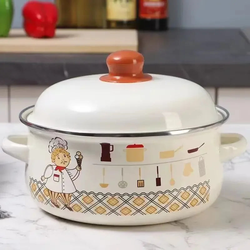 Enameled Pots and Pans Baby Complementary Food Bowl Cooking Pasta Pot Fruit Salad Bowl Induction Cooker Gas Universal Hot Pots A