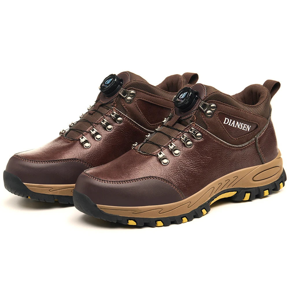 Men's Safety Boots Steel Toe Anti-smash Anti-Puncture Protective Boots Mens Slip Resistant Hiking Shoes Industrial Leather Shoes