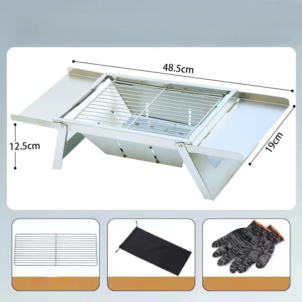 Stainless Steel Barbecue Oven Outdoor Charcoal Thickened Barbecue Grill Household Small One-second Folding Carbon Kebab Stove