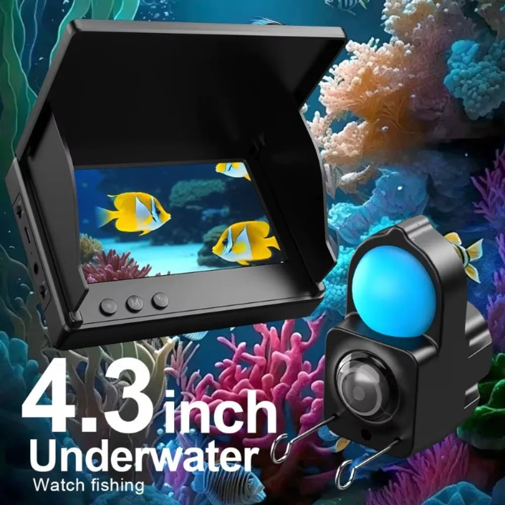 Portable Fish Depth Finder Handheld 1080P 4.3 Inch LCD Fish Finder IP68 Waterproof Underwater Fishing Camera with Night Vision