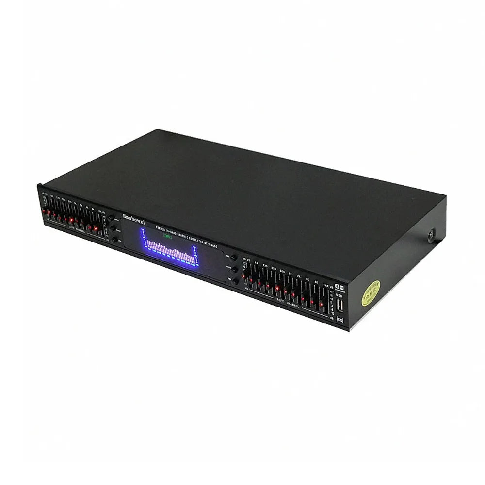 Stereo Equalizer for Home Audio System, Dual Channel 10-Band Graphic Equalizer Professional Rack Mount EQ Tuner, Noise Reduction