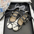 Women's Single Shoes Spring and Autumn New Flat Round Head Bow Mary Jane Shoes Casual Comfortable Soft Soles Wear Leather Shoes