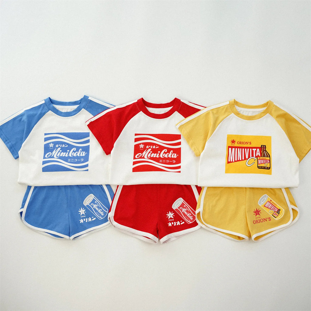 2026  Kids Summer Clothes Set Cartoon Toddler Cartoon T-Shirt + Shorts Baby Boy Girl Matching Outfits Comfortable Preschool Wear