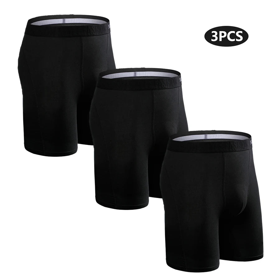 3pcs Long Boxers For Man Underware Lots Mens Underpants Cotton Men's Panties Family Boxershorts Boxer Sexy Male Shorts Calecon