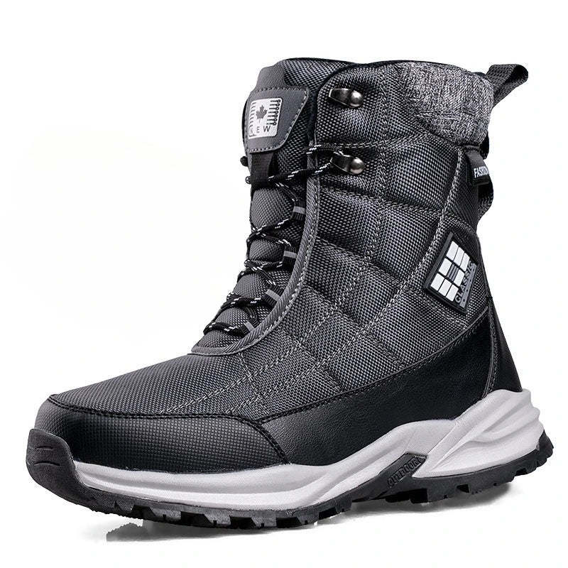 Men Snow Boots Winter Fashion Outdoor Mens Shoes High-top Hiking Ankle Boots Men Waterproof Fishing Boots Snow Plush Male Shoes