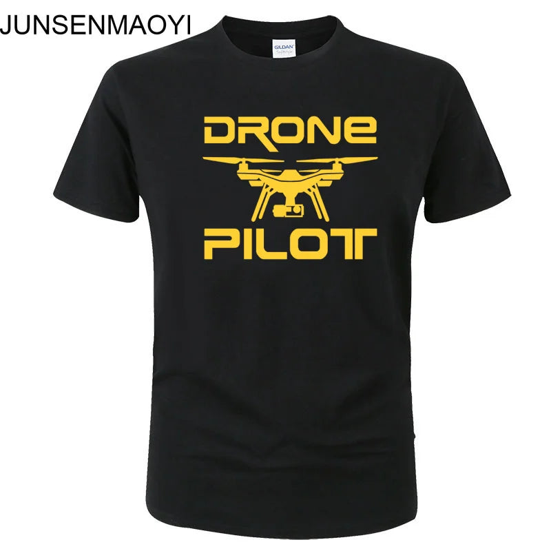 2025 New DRONE PILOTUAV Funny Printed T Shirt Summer Casual Cotton Short Sleeve O-Neck Men Clothing Brand Tee Plus Size XS-XXXL
