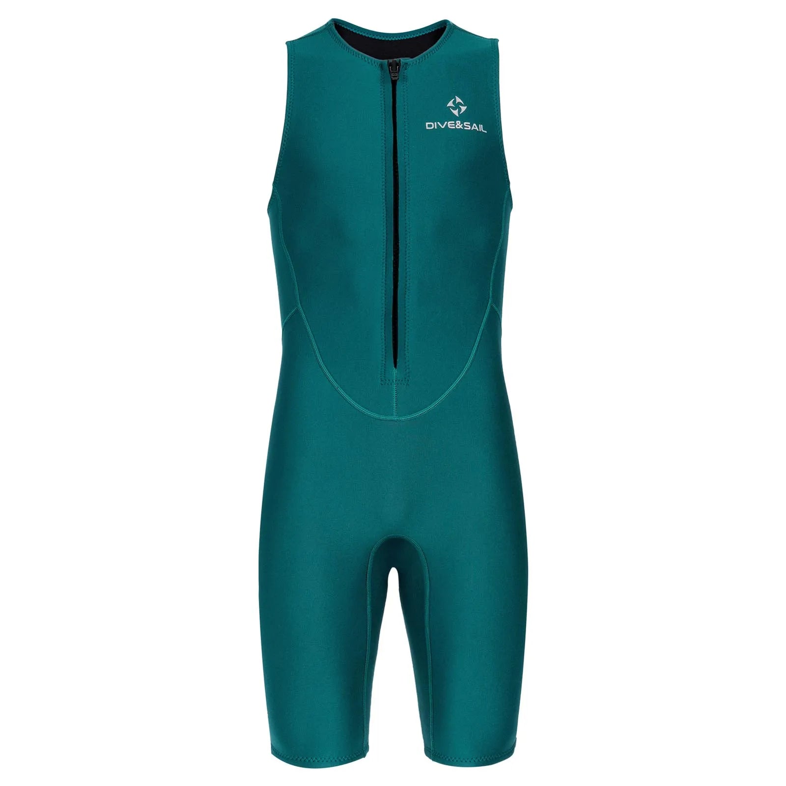 Mens 2mm Wetsuit Jumpsuit Swimwear Sleeveless Front Zipper Solid Color Bodysuit One-Piece Swimsuit for Snorkeling Surfing Diving