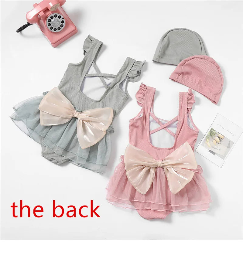 2026 Girls Kids Swimsuit with Cap Swimwear One Pieces Beach Bathing Suit Kids Girl Bikinis Bodysuit Summer
