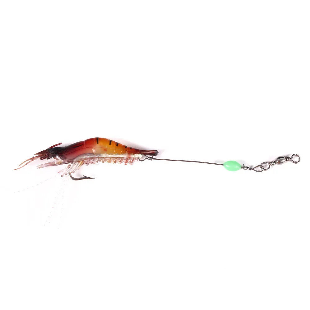Fishing Tackle Soft Fishing Lure 9cm 6g Artificial Bait With Luminous Bead Swivels Hook Lifelike Soft Bait Shrimp Lure Carp