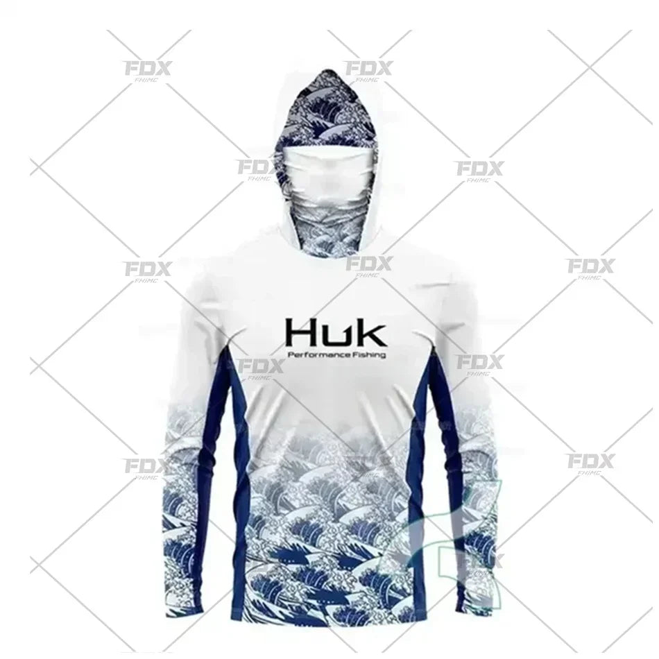 New Fishing Hoodie Huk Men Clothes Summer Breathable Long Sleeve Fishing Shirt Sun Protection Camouflage Fishing Shirts Tops