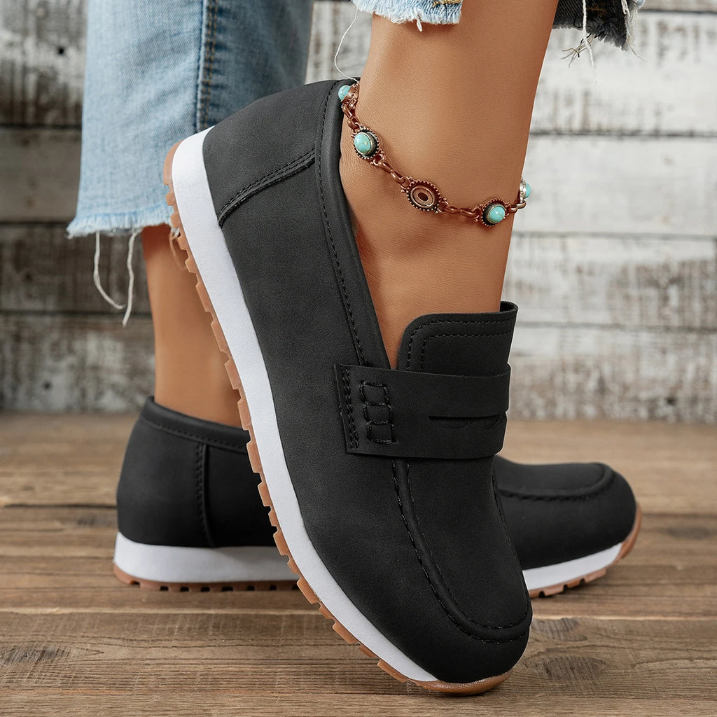 2026 New Shoes for Women Summer Black Casual Flats Ladies Fashion Leather Soft Sole Non-Slip Feminino Sports Shoes