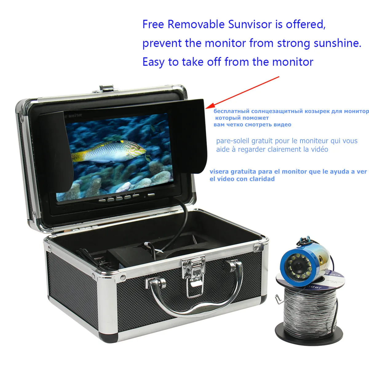 underwater fisherman camera for Fishing finder HD 7 inch monitor 1000TVL security fishing camera w/ white led light big float