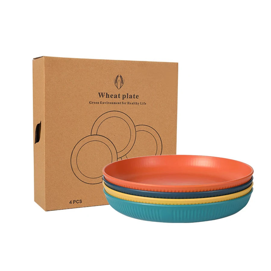 Dinner Dishes Wheat Straw Dinner Plates Set Eco Friendly Full Tableware Plates Cups Bowls Set Kitchen Accessories Dinnerware