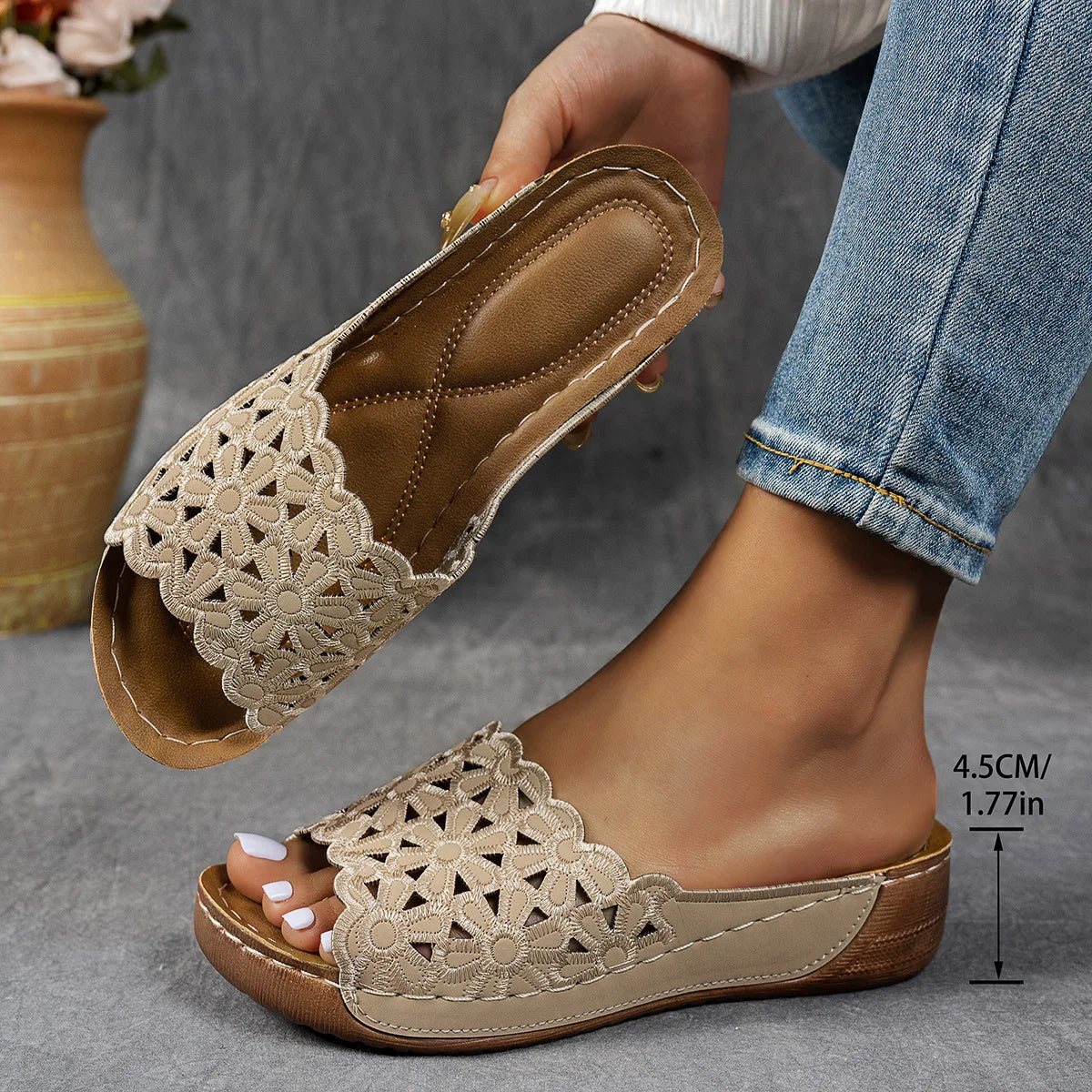 Women's Sandals Wedges Heels Sandals Summer Woman Shoes Indoor Outdoor Slippers Heeled Shoes Summer Footwear Sandalias De Mujer