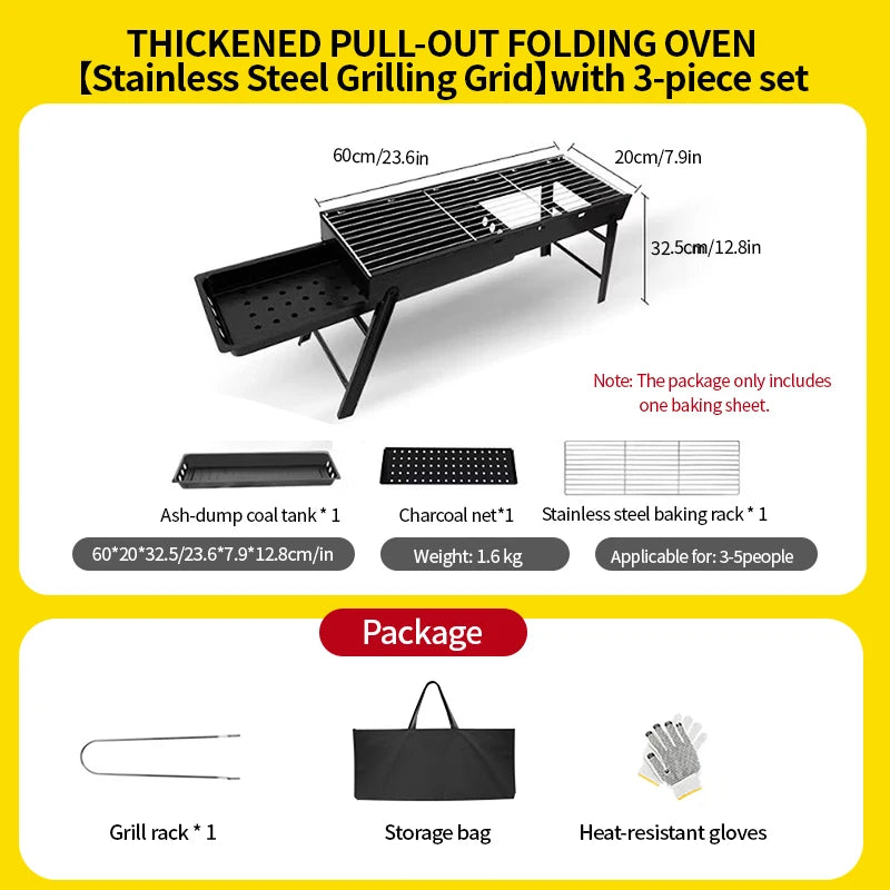 BEIYUE  Grill Outdoor Portable Bbq Grill Charcoal Grill For Home Use Pull-Out Folding Charcoal Grill Charcoal St