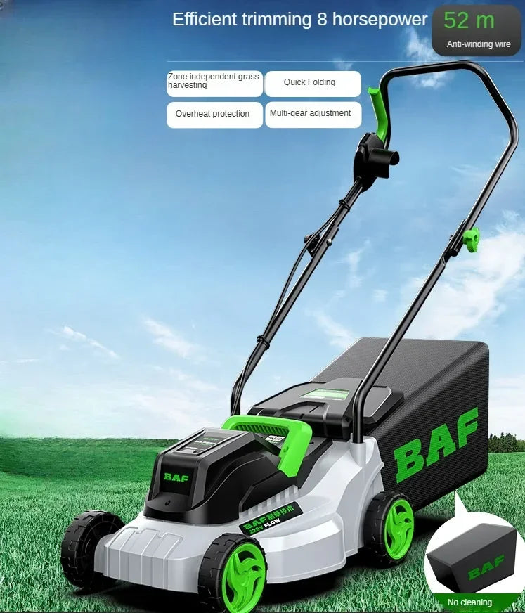 High-Power Electric Lawn Mower - Perfect for Large Yards, Push-Style Efficiency and Corded Operation Included
