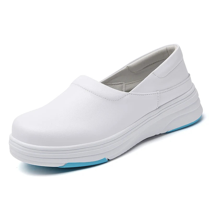 Women Nurse White Shoes Waterproof Comfortable Walking Shoes Breathable Female Footwear Platform Lightweight Slip-On loafers