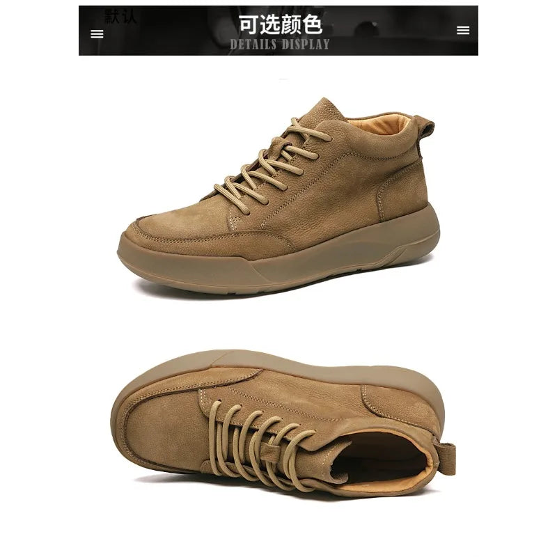 Men's Boots 2026 Spring New Cowhide Thick-soled Non-slip Natural Leather Soft Chelsea Single Short Boots Wide Barefoot Shoes