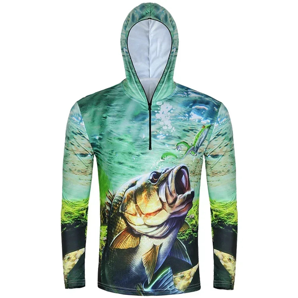 Fishing Clothing Hooded Summer Sun Protection Long Sleeve Fishing Jerseys Breathable Professional Men Fishing Shirt