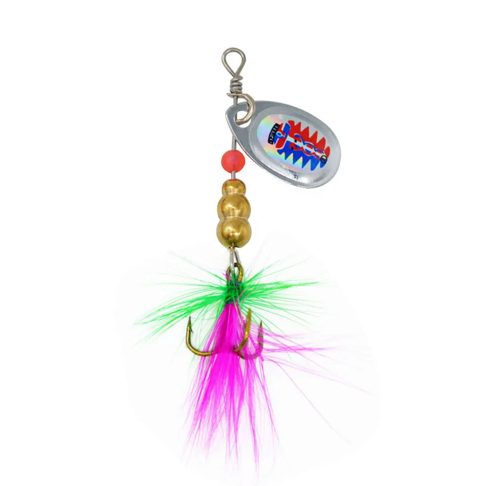1Pcs 3G 3.5G 4.5G Spinner Lures Rotating Spinners Spoon Hard Bait Pike Metal With Treble Hooks Fishing Lure Pesca Tackle