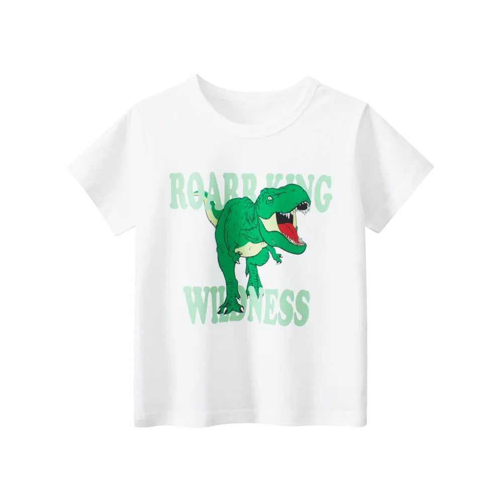 Kids Boys Clothes 100% Cotton Short Sleeve T-Shirts Car Bus Cartoon Children Clothes 2 3 4 5 6 7 8 Years Kids Summer Clothing