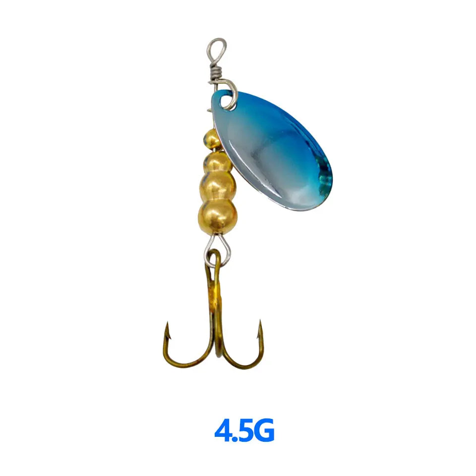 1Pcs 3G 3.5G 4.5G Spinner Lures Rotating Spinners Spoon Hard Bait Pike Metal With Treble Hooks Fishing Lure Pesca Tackle