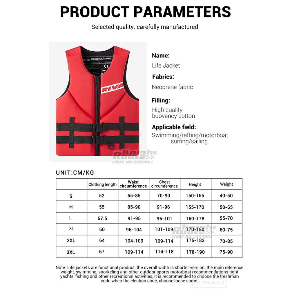 Life Vest Adults Surf life Vest Kayak Wakeboard Motorboats Raft Rescue Boat Water Sports Swimming Drifting Rescue Life Jacket