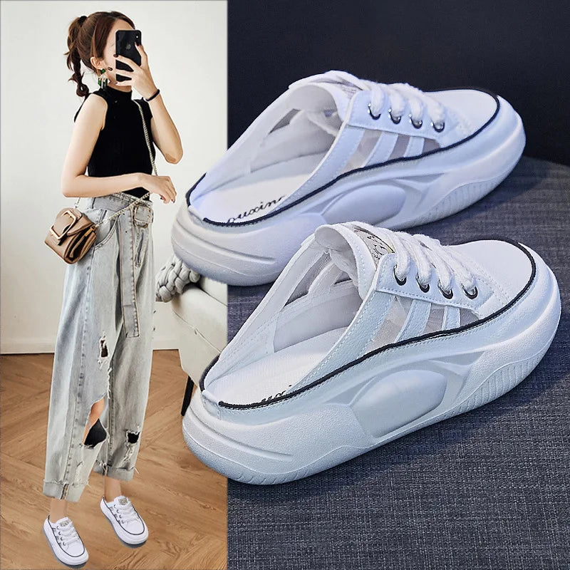 New Women's Shoes Fashion Hollow Out Breathable Thick Sole Lightweight Casual Slippers Shoes for Women Zapatos De Mujer 2023