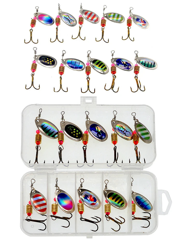 10pcs/1Set Metal Spoon Spinner Fishing Lure Spoonbait Crankbaits Wobblers Bait For Bass Pike Crochet Freshwater Fishing
