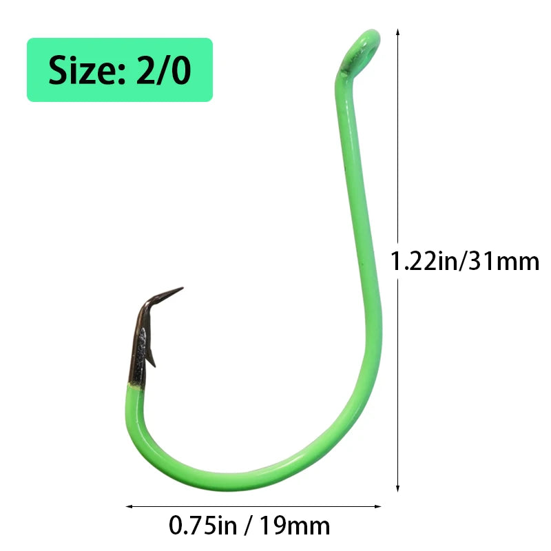 20PCS Circle Luminous Hooks Fishing Hooks Octopus Offset Fish Catfish Bulk Fishing Gear Equipment Hooks Set Saltwater Freshwater